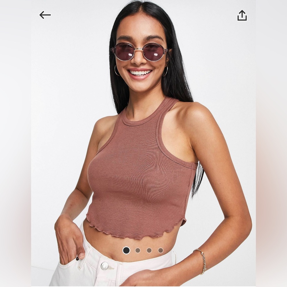 NWT! ASOS RACER CROP TOP TANK WITH RUFFLED EDGES!